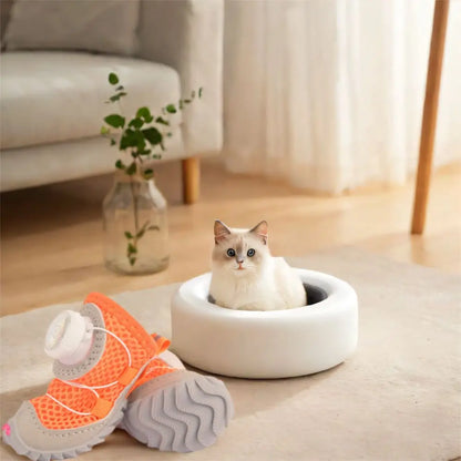 4pcs/set Protecting Breathable Dog Mesh Shoes Adjustable Anti-slip Pet Boots Thin Soft Sole Dog Sneakers Summer Season