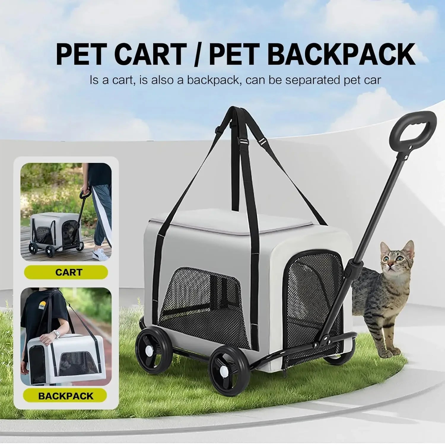 Wholesale Lightweight 4-Wheel Pet Travel Trolley Detachable Dog Stroller Pet Carrier Bag for Cats and Dogs