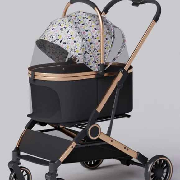 Folding 4 Wheels Dog Trolley Pet Jogger for Small Medium Dogs Travel