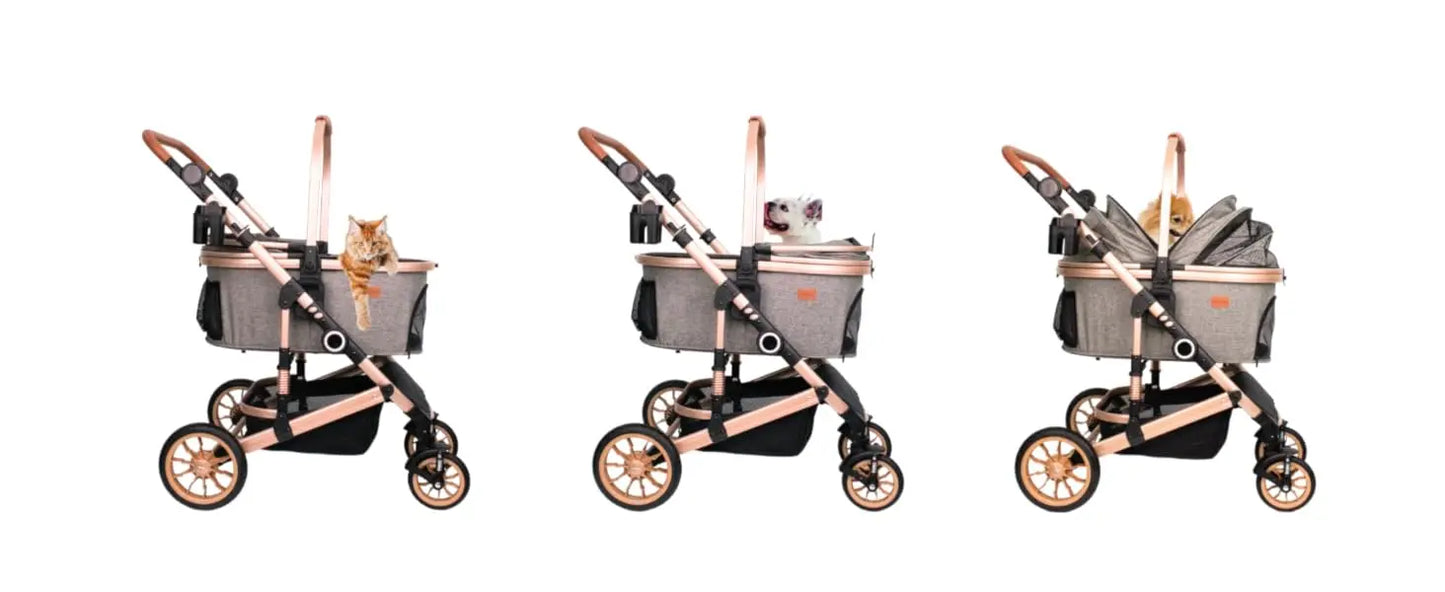 Folding 4 Wheels Dog Trolley Pet Jogger for Small Medium Dogs Travel