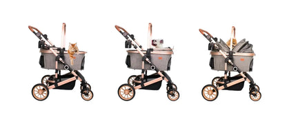 Folding 4 Wheels Dog Trolley Pet Jogger for Small Medium Dogs Travel