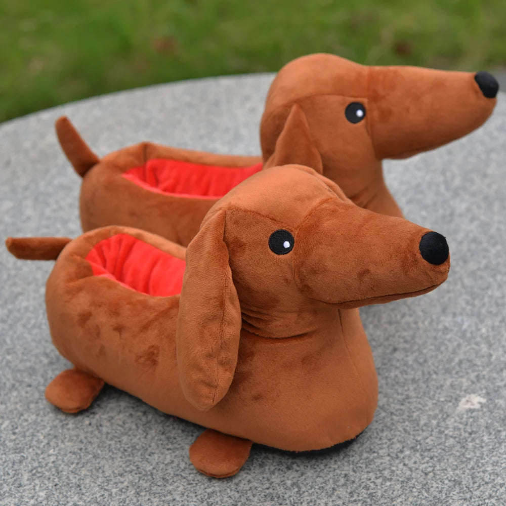 Highland Cow Dachshund Slippers Cartoon Weiner Dog Non-Slip Fuzzy Shoes Funny Animals Halloween House Slippers Birthday Gifts