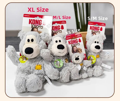Kong Patch Bear Chew Resistant Plush Toy Sound Making Stress Relief Tug of War for Puppies And Adult Dogs Pet Toys Short Plush