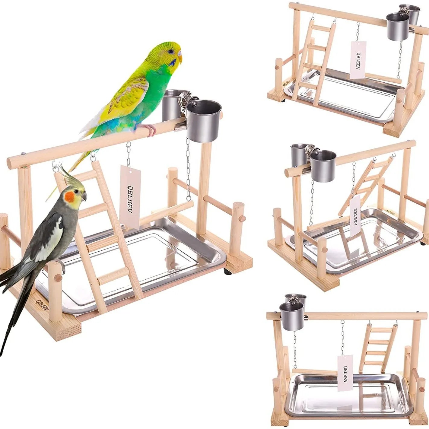 Solid wood parrot stand, bird training stand, toy supplies, desktop training stand, parrot interactive amusement park