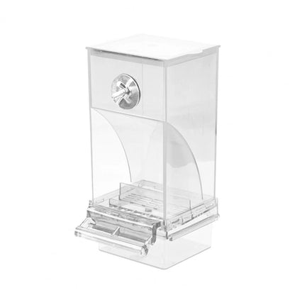 Mess Bird Cage Feeder Automatic Parrot Seed Feeders with Perch Acrylic Transparent Seed Food Container Cage Accessories