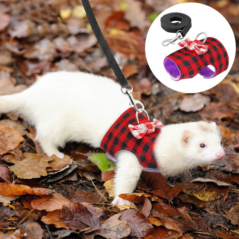 Hamster Small Pet Harness Rabbit Bowtie Striped Star Harness Vest Leash Traction Rope Baby Ferrets Rats Hamster Chest Strap