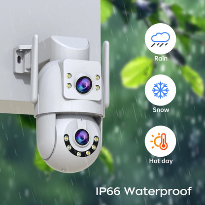 Jooan 4K 8MP 高清 Wifi PTZ 攝影機戶外 5G Wifi 雙鏡頭安全 IP 攝影機 5 倍變焦 AI 追蹤 ONVIF CCTV 監控攝影機