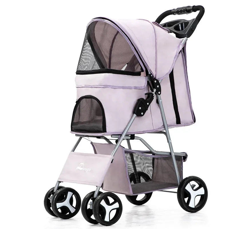 Portable Foldable Pet Stroller Four Wheel with Sunroof