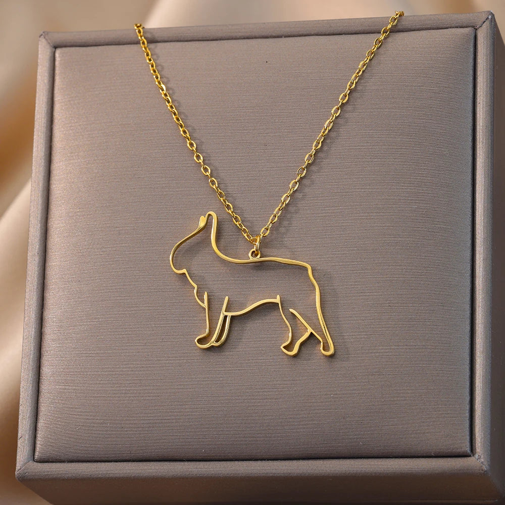 Stainless Steel Dog Necklaces For Women Men Gold Color Pet Animal Pendant Necklace Jewelry Male Female Fashion Neck Chain Gift