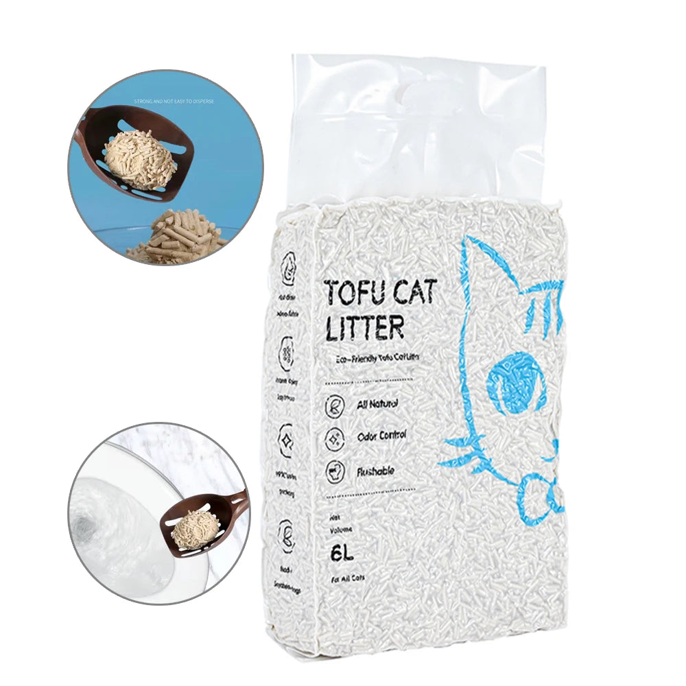 High Quality 100% Natural Dust Free Premium Tofu Cat Litter Sand Natural Carbon Clumping Flushable Bulk 6L Tofu Cat Litter