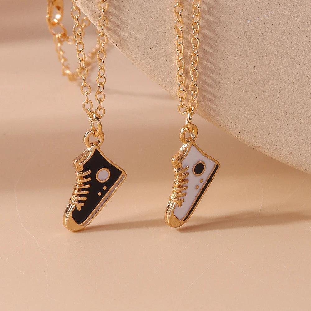 Cute Enamel Dog Cat Paw Necklaces for Women Men BFF Best Friends Couple Matching Pendant Necklace Set Birthday Gifts