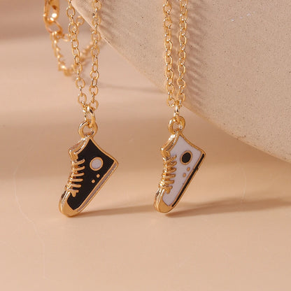 Cute Enamel Dog Cat Paw Necklaces for Women Men BFF Best Friends Couple Matching Pendant Necklace Set Birthday Gifts