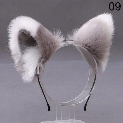 Fox Cat Ear Plush Hair Hoops Cosplay Fluffy Plush Hairband Headband Women Girl Masquerade Party Headwear Hair Accessories