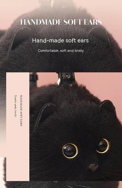 One Shoulder Bag Female Design Small Man Messenger Bag Versatile Hand Made Autumn and Winter Plush Cute Cat Bag