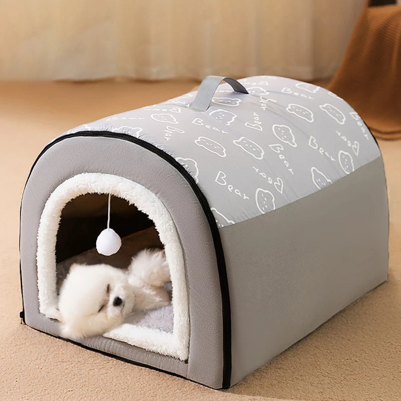 Warm Dog House Detachable Pet Sleeping Bed for Small Medium Dogs Cats Soft Non-slip Dog Kennel Puppy Kitten Nest Pet Supplies