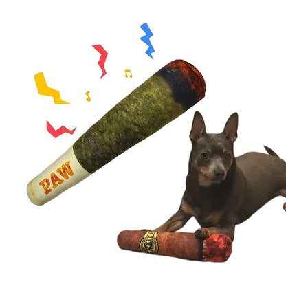 Dog Simulation Cigar Plush Sound Puppy Toys Green Stick Dogs Pet Chew Bite Toy With Squeake Stuffed Raw Dog Joint Toys Spot Good