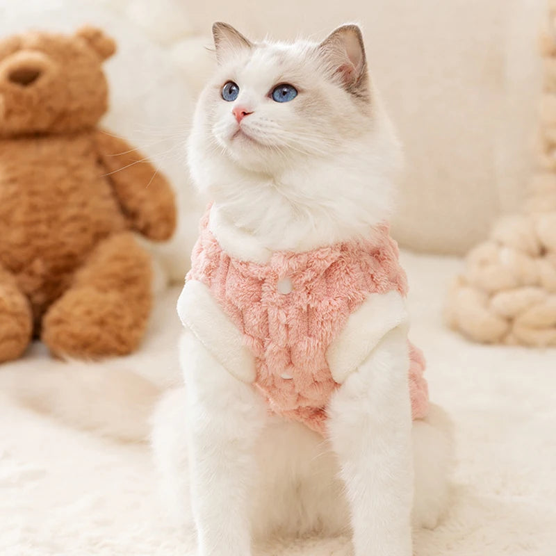 Winter Warm Hairless Cat Clothes for Cats Gotas Cute Pet Cardigan Sweater with Buckle Sphynx Kedi Vest mascotas Costume Clothing