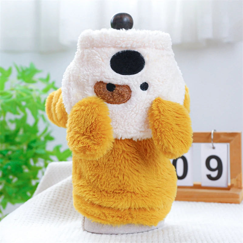 Super Soft Fleece Pet Clothing for Puppy Autumn Winter Plush Warm Dog Overalls Four Legged Dinosaur Unicorn Cosplay Cat Clothing