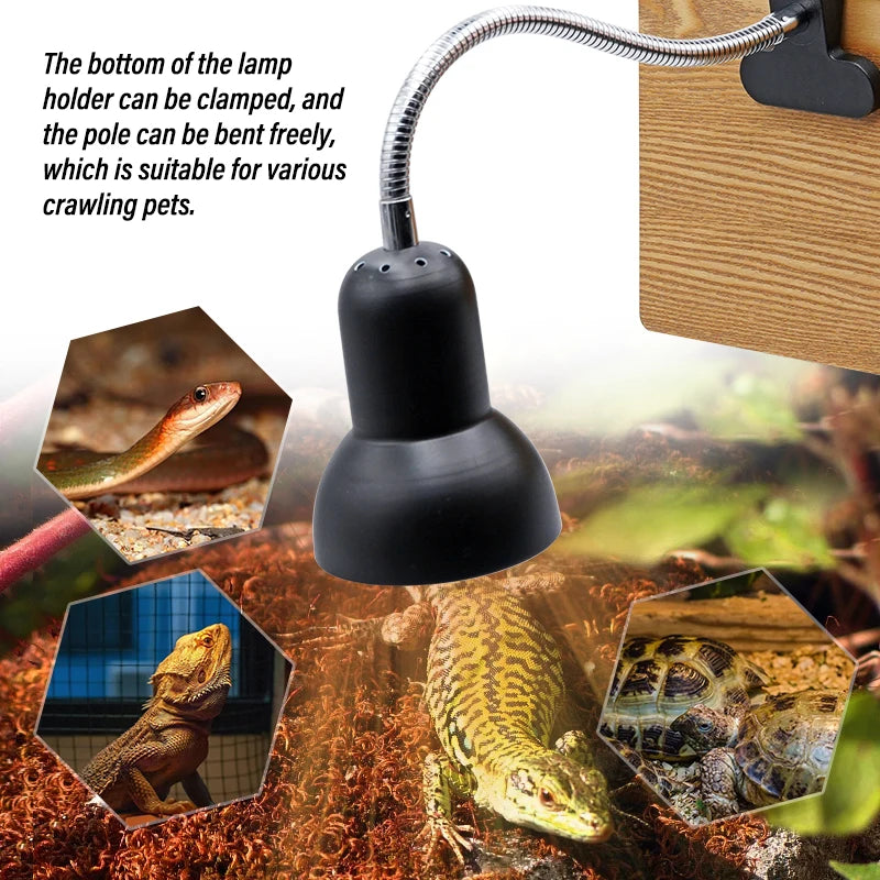 UVA+UVB 3.0 Reptile Lamp Holder Set with Clip-on Thermometer Hygrometer Lizard Turtle Tortoises Basking Heating Bulb 220V