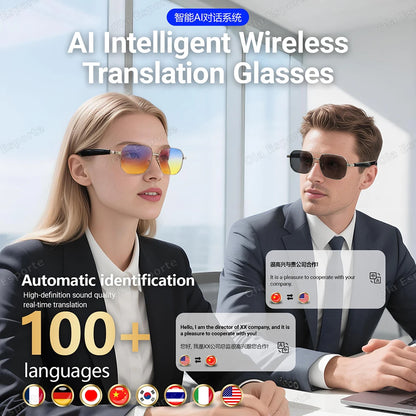 2025 AI Smart Glasses Pro Real-Time 17 Language Translator Bluetooth 5.4 HD Call UV400 Sunglasses Touch Remote Camera For Xiaomi