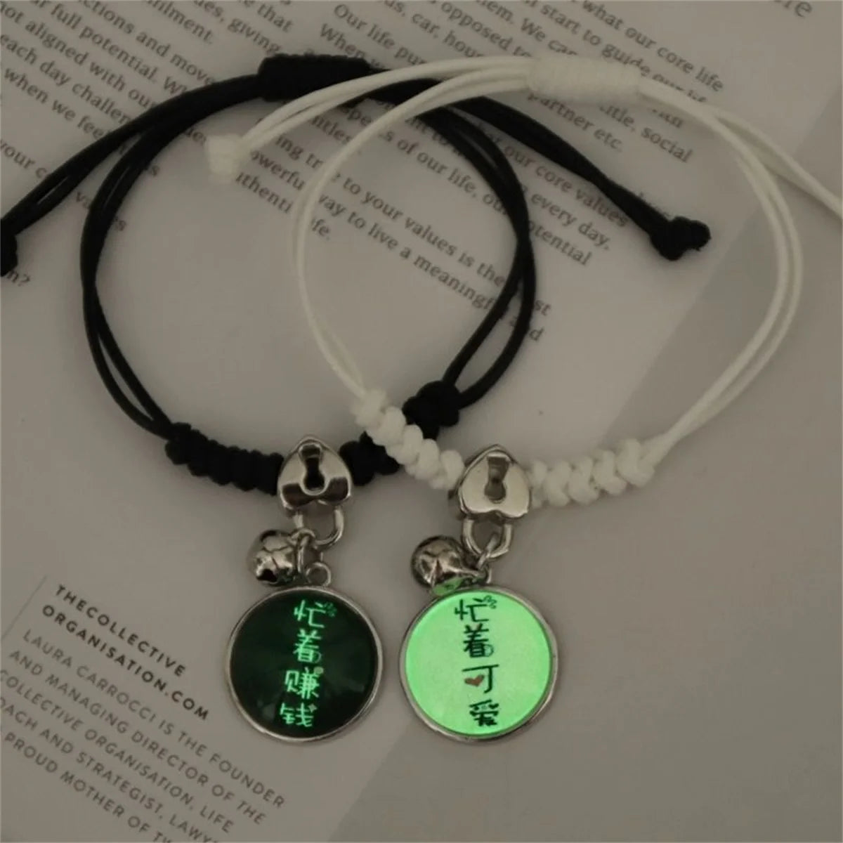 Fashion Luminous Beads Star Couple Bracelet For Women Men Charm Cat Flower Heart Key Lock Cross Matching Friend Bracelet