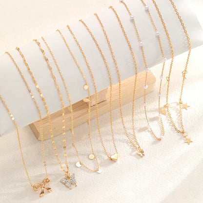 10 Pcs Fashion Butterfly Necklaces For Women Boho Vintage Colorful Simple Pendant Choker Chain 2024 New Jewelry Gifts Wholesale
