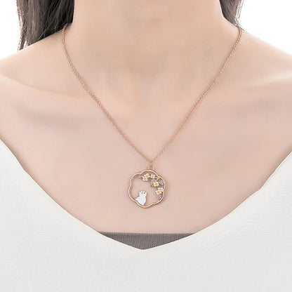 Cute Cat Bunny Sika Deer Necklace for Women Kids Fashion Cartoon DIY Animal Pendant Necklace Party Jewelry Accessories Gift