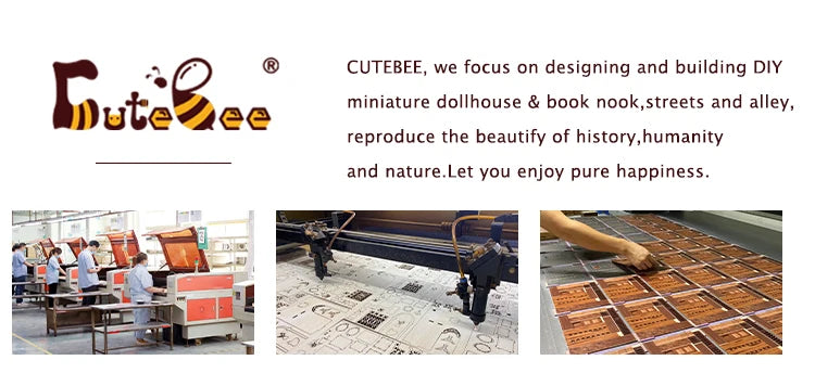 CUTEBEE DIY 書角套件微型玩具屋搭配淺色木質書架外掛復古書角裝飾可作為禮物書店系列