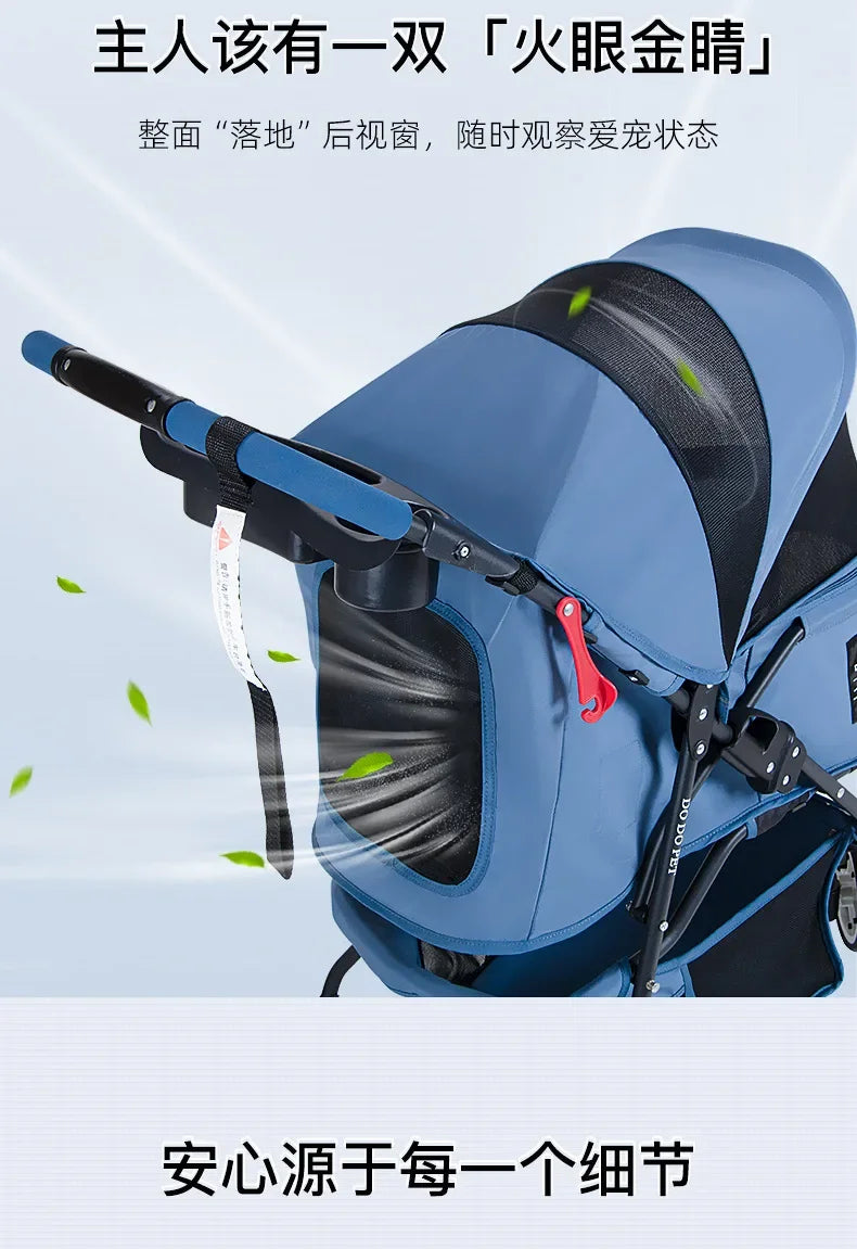 Small and Medium Sized High Landscape Pet Stroller One Click Folding Outdoor Dog Walking Cart Stylish and Breathable Tricycle