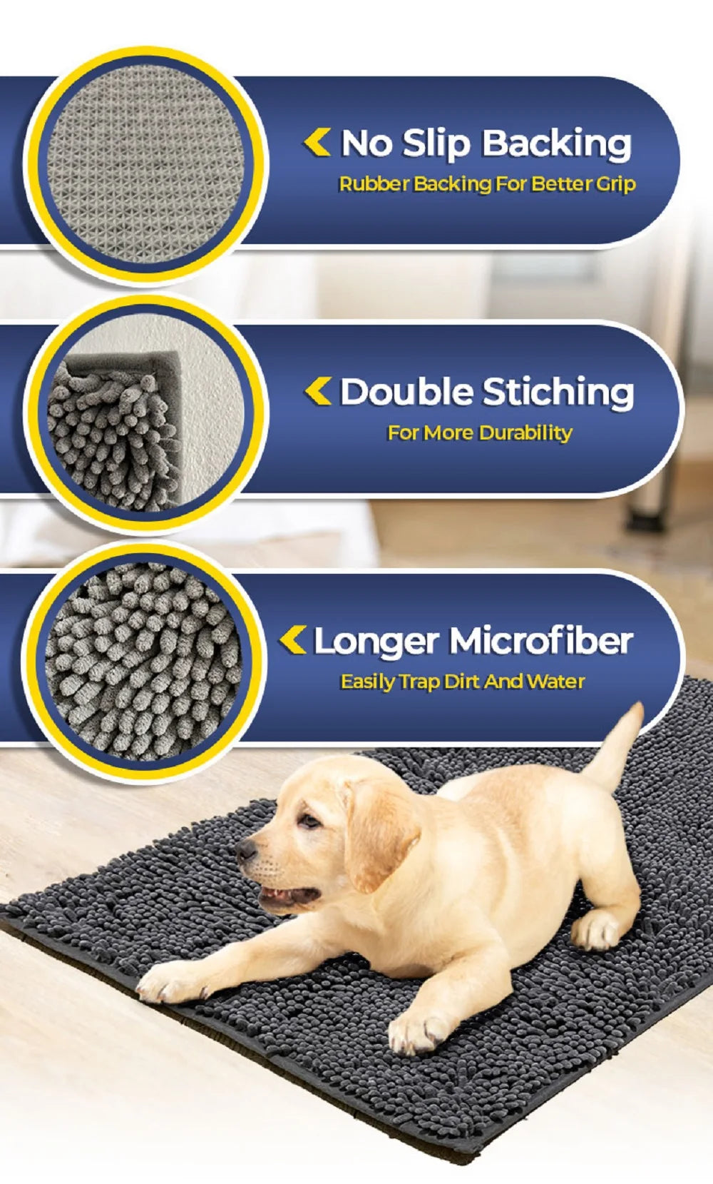 Dog Door Mat Easy To Clean Pet Paws Rug Carpet Washable Absorbent Dogs Diapers Pads Soft Cushion For Small Large Dogs