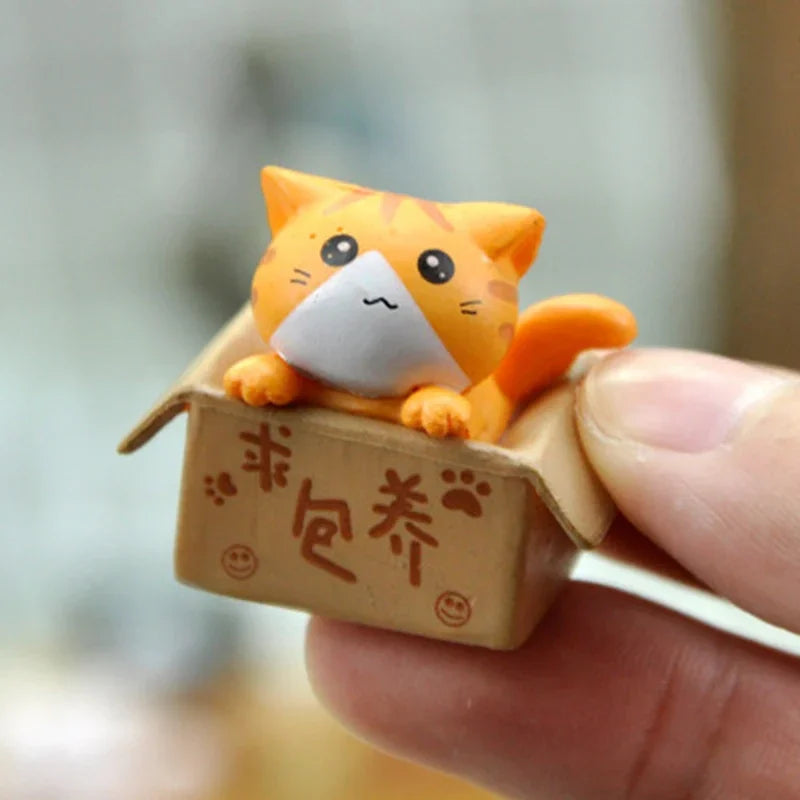 Kawaii Mini Cat Ornament Garden kitten statue Gift For Kids Children Baby Room Decoration Toy