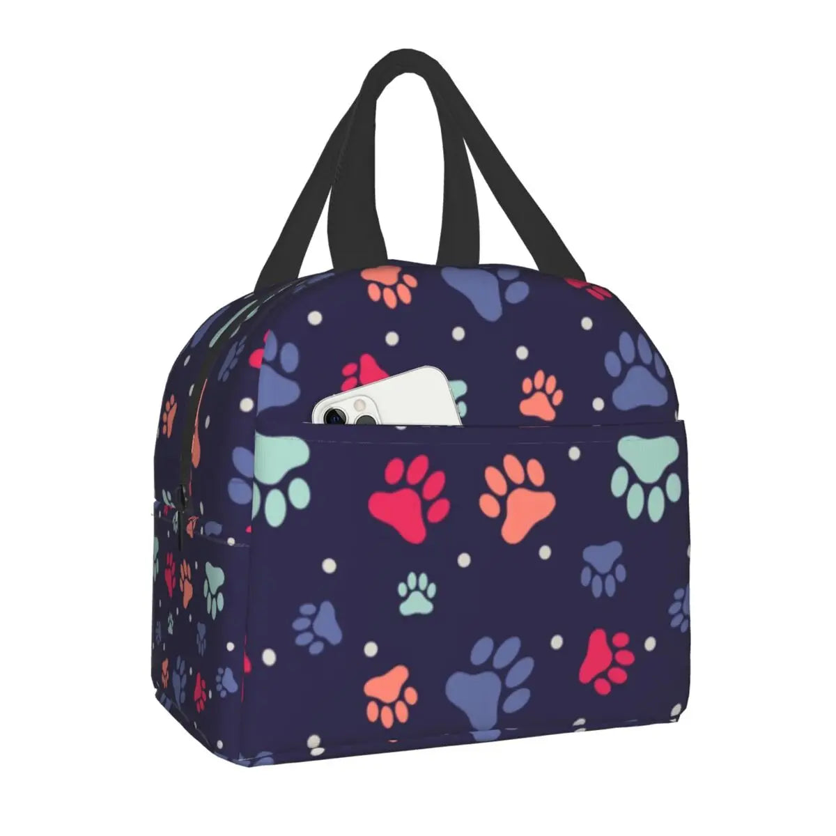 Pomeranian Dog With Summer Leaf Insulated Lunch Bag for School Office Pet Spitz Resuable Thermal Cooler Bento Box Women Kids