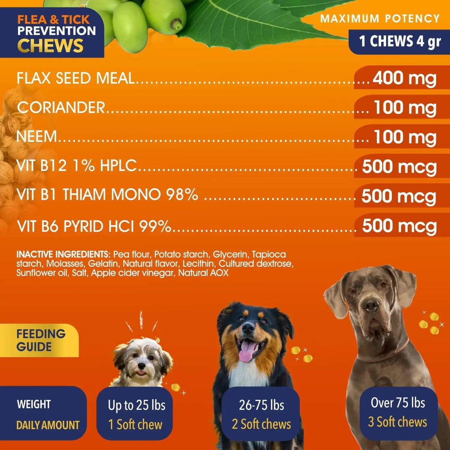 90 Chews Dog Flea And Tick Repellent Chewable Tablets Suit For The Dog Over 25lbs Contains Flaxseed And Vitamin Complex