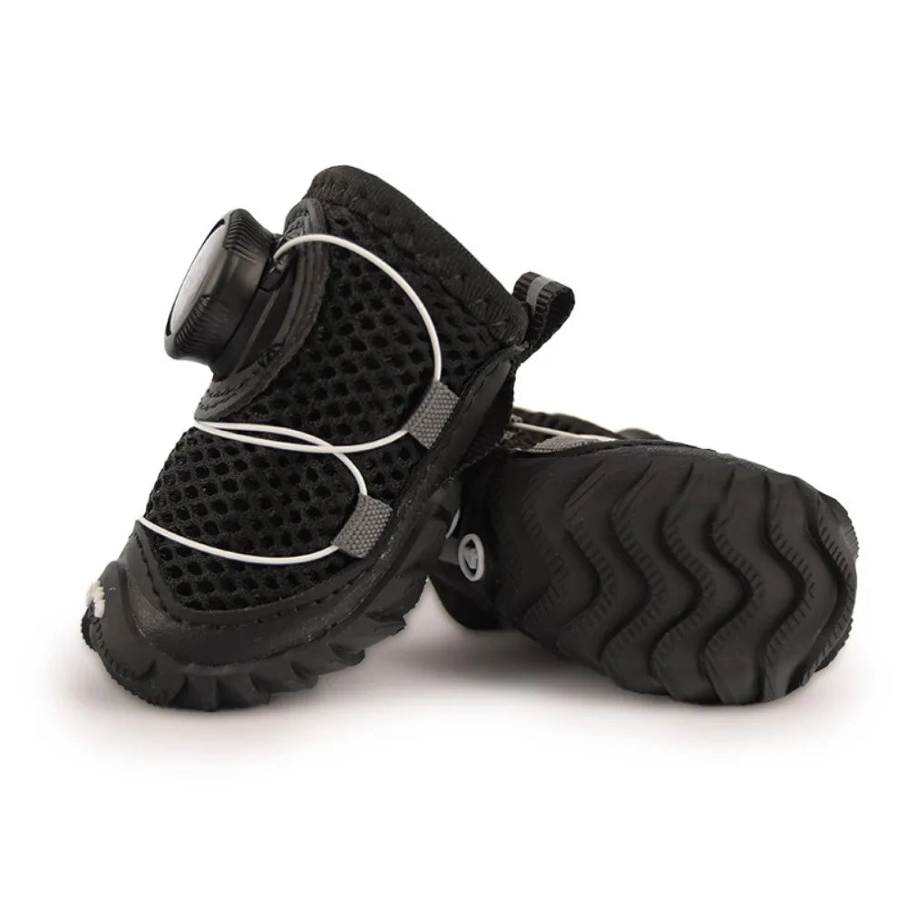 4pcs/set Protecting Breathable Dog Mesh Shoes Adjustable Anti-slip Pet Boots Thin Soft Sole Dog Sneakers Summer Season