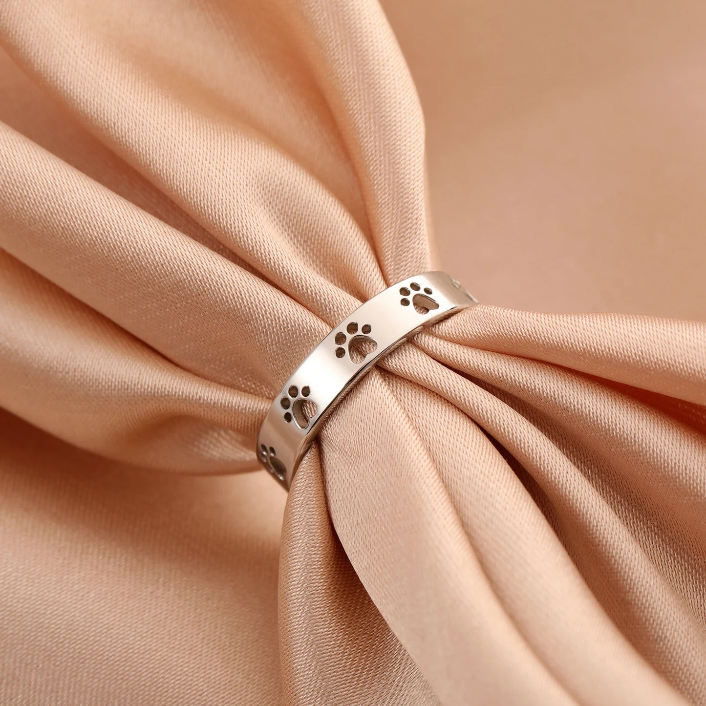 Sipuris Dog Paw Hollow Rings For Women Stainless Steel Gold Color Hip Hop Cute Ring Jewelry Gifts For Animal Dog Lovers