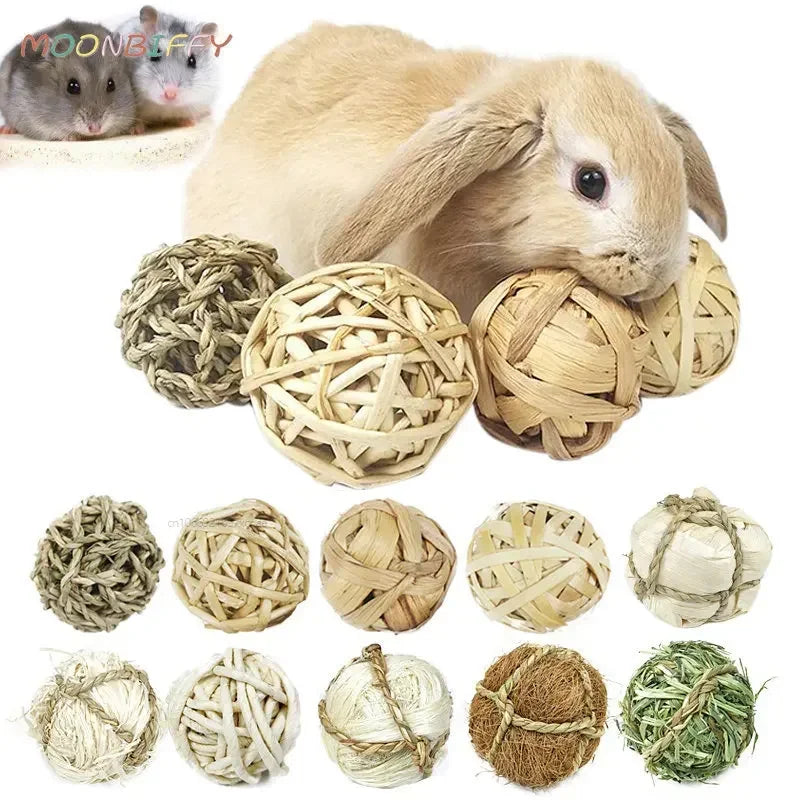 7CM Chewing Braided Ball Guinea Pig Rabbit Hamster Small Animal Play Pet Interactive Chew Toy