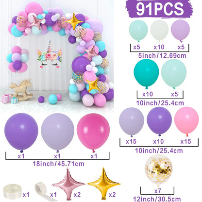 Rainbow Unicorn Balloons Garland Arch Kit Unicorn Birthday Party Decor Kids Wedding Birthday Supplies Baby Shower Latex Balloons