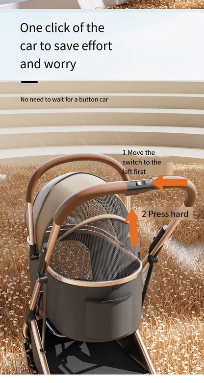 Separable High-end Pet Stroller with Multifunctional Bag Separation Ultra Easy To Carry One Click Collection Cat Dog Stroller