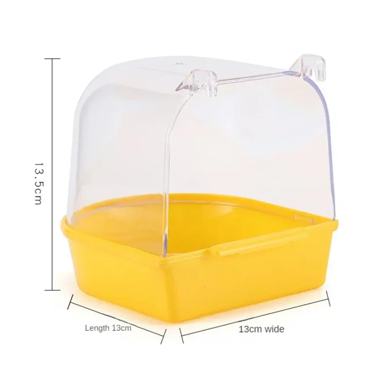 New Hanging Bird Bath Cube Parrots Bathtub Shower Box Cage Accessory for Little Canary Budgerigar Cockatiel Lovebird