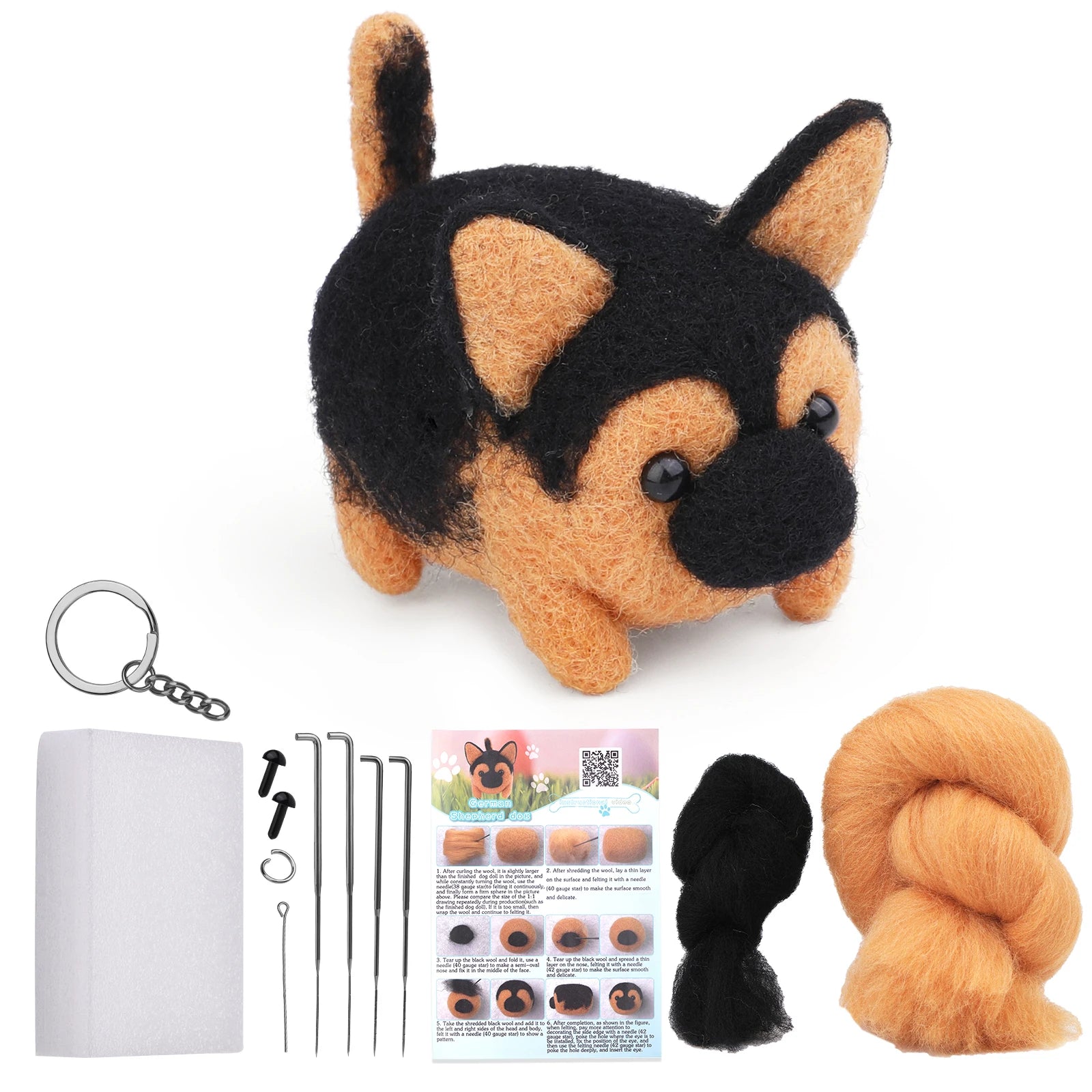 KRABALL Non-Finished Dog Cat Handmade Wool Felting Material Package For Doll Making Toy DIY Child Gift Needle Felting Tool Kit