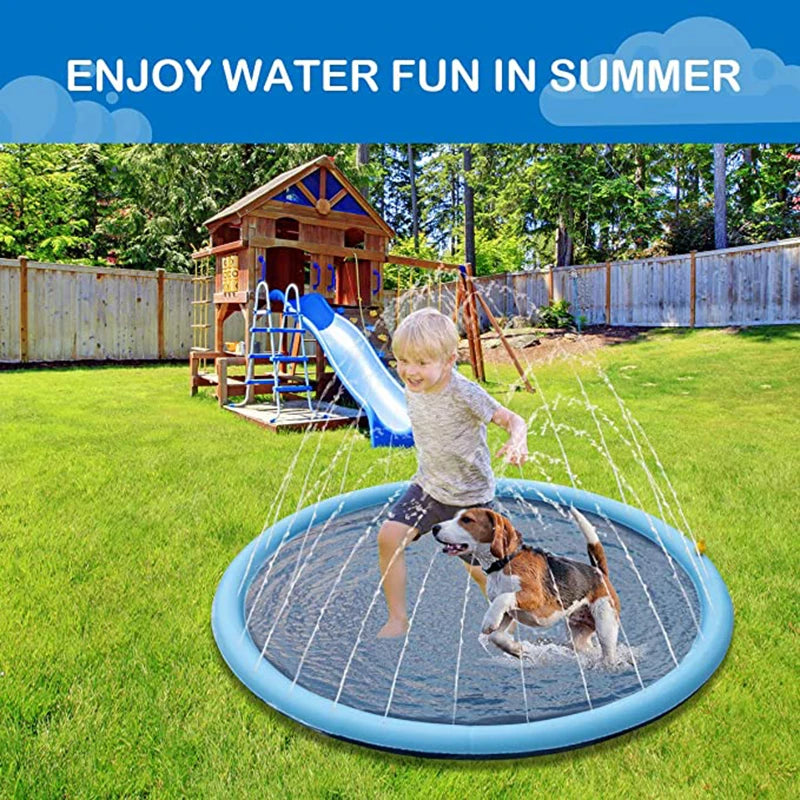 150/170cm Summer Dogs Swimming Mat Inflatable Water Spray Bathtub Outdoor Interactive Fountain Toys For Dogs Cats Children