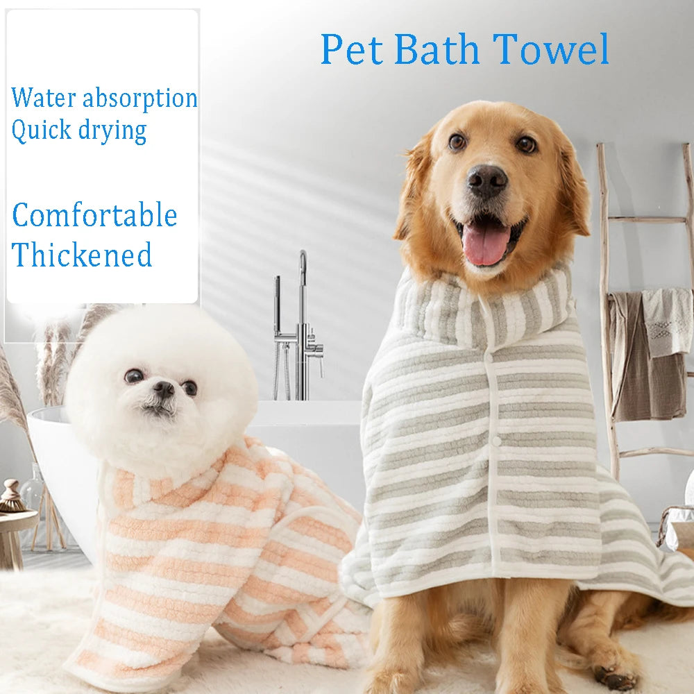 Pet Bath Towel Dog Bathrobe Absorbent Pet Quick Drying Bath Towel Bath Towel Large Small Dogs Clean Absorbent Bathrobe Full Body