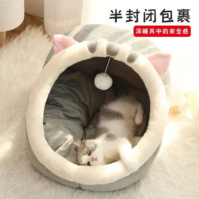 Deep Sleep Cat Bed Cartoon Pet Foldable Removable Washable Pet Sleeping Bed for Small Dog Mat Bag Cave Cats Bed