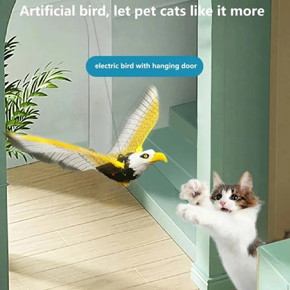 NONOR Cat Interactive Toys Simulation Bird Electric Hanging Eagle Flying Bird Cat Teasering Play Cat Stick Scratch Rope Pet Toys