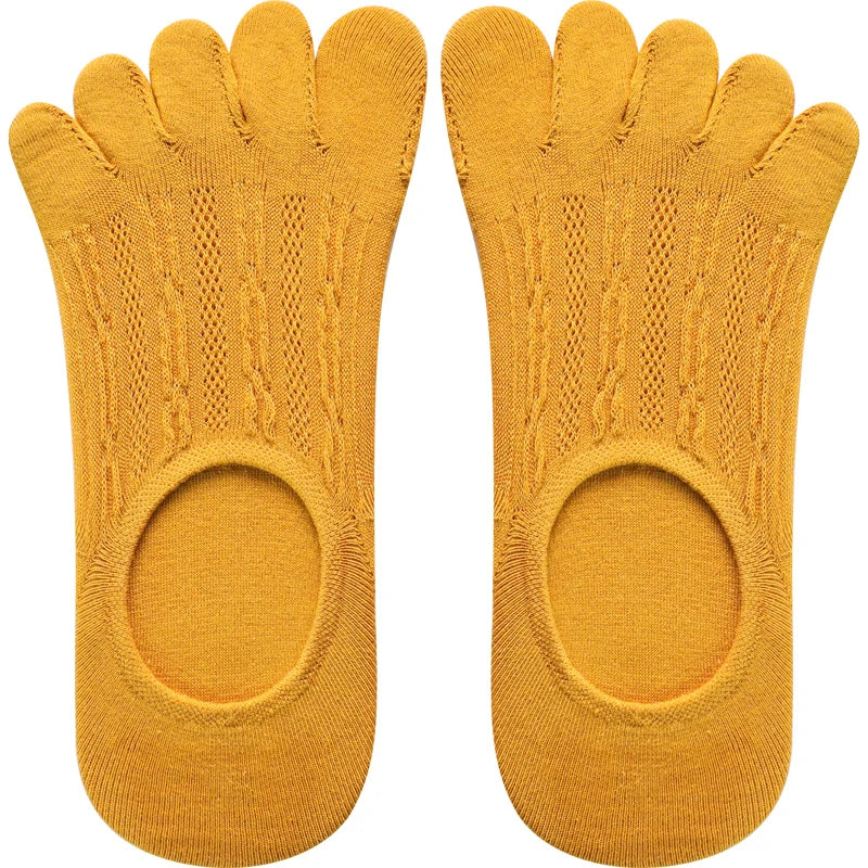 3Pairs Women's Socks Fashion Cotton Breathable Invisible Ankle Short Boat Socks Open Toe Sweat-absorbing Elasticity Ladies Sox