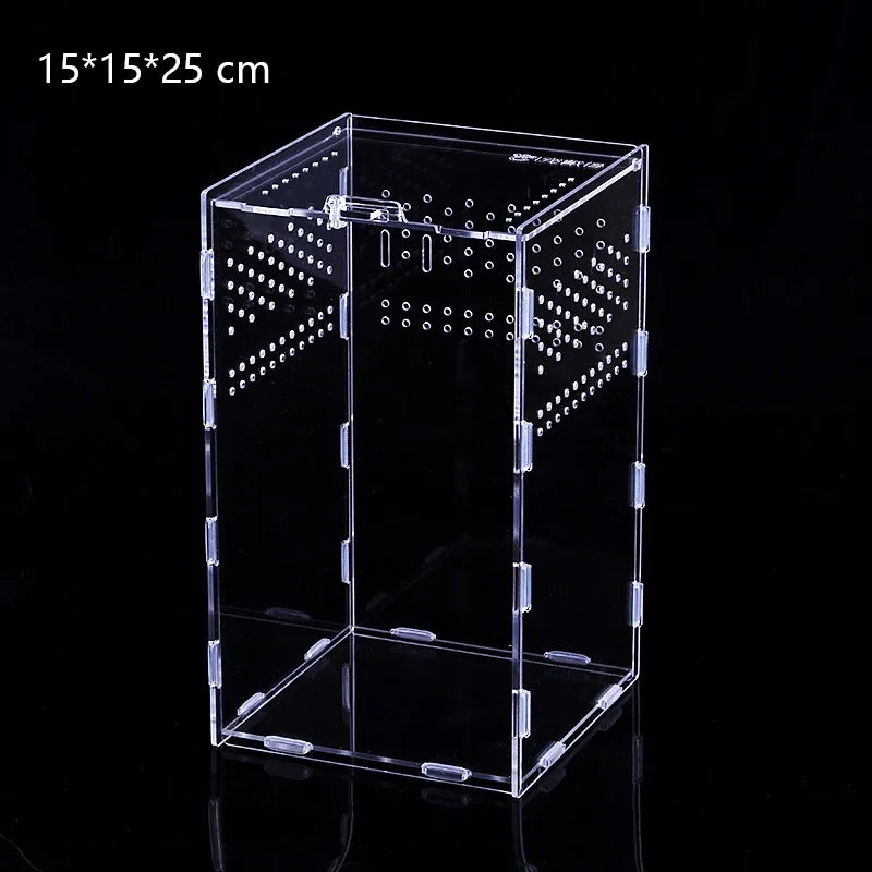 Reptile Acrylic Transparent Terrarium Habitat Breeding Box Reptiles Cage Nano Arboreal Tarantula Enclosure Bearded Dragon