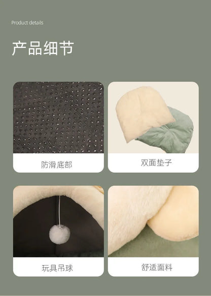Deep Sleep Cat Bed Cartoon Pet Foldable Removable Washable Pet Sleeping Bed for Small Dog Mat Bag Cave Cats Bed