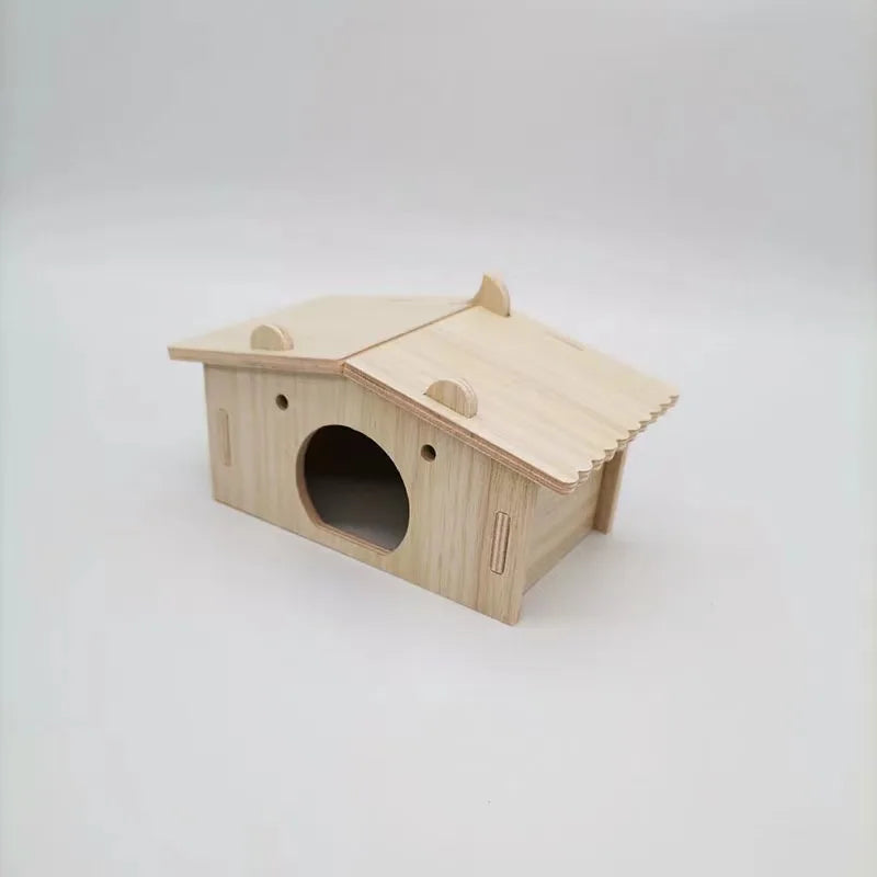 Pet Hamsters House DIY Wooden Gerbil Hideout Bridge Swing and Chinchilla Seesaw Pet Sport Exercise Toys Set  Cage Accessories