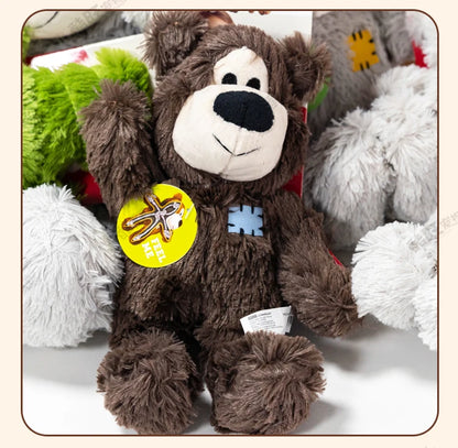 Kong Patch Bear Chew Resistant Plush Toy Sound Making Stress Relief Tug of War for Puppies And Adult Dogs Pet Toys Short Plush