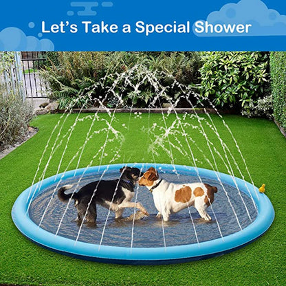 150/170cm 夏用犬用スイミングマット インフレータブルウォータースプレーバスタブ 屋外インタラクティブ噴水 犬・猫・子供用おもちゃ